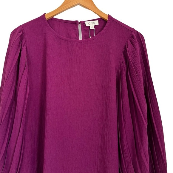 Oddy Womens Pleated Long Sleeve Blouse Top Size Small Purple Oversized - Picture 3 of 7